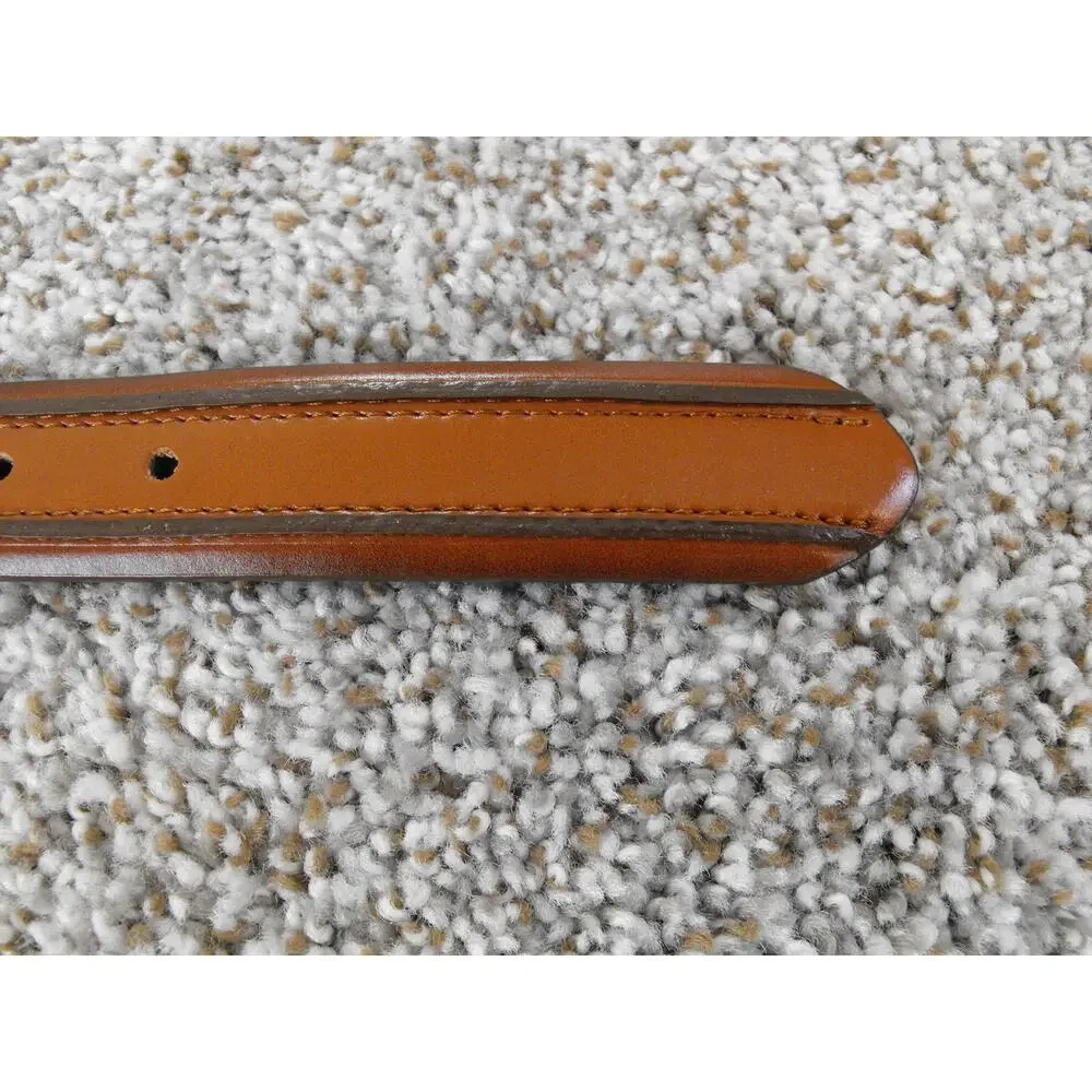 Florsheim 5-2096 Cognac Leather Belt Double Ribbed Sz 34 Classic Dress